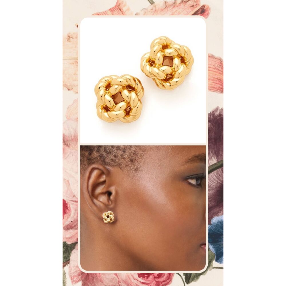 TORY BURCH Gold Tone Rope Knot Stud Earrings